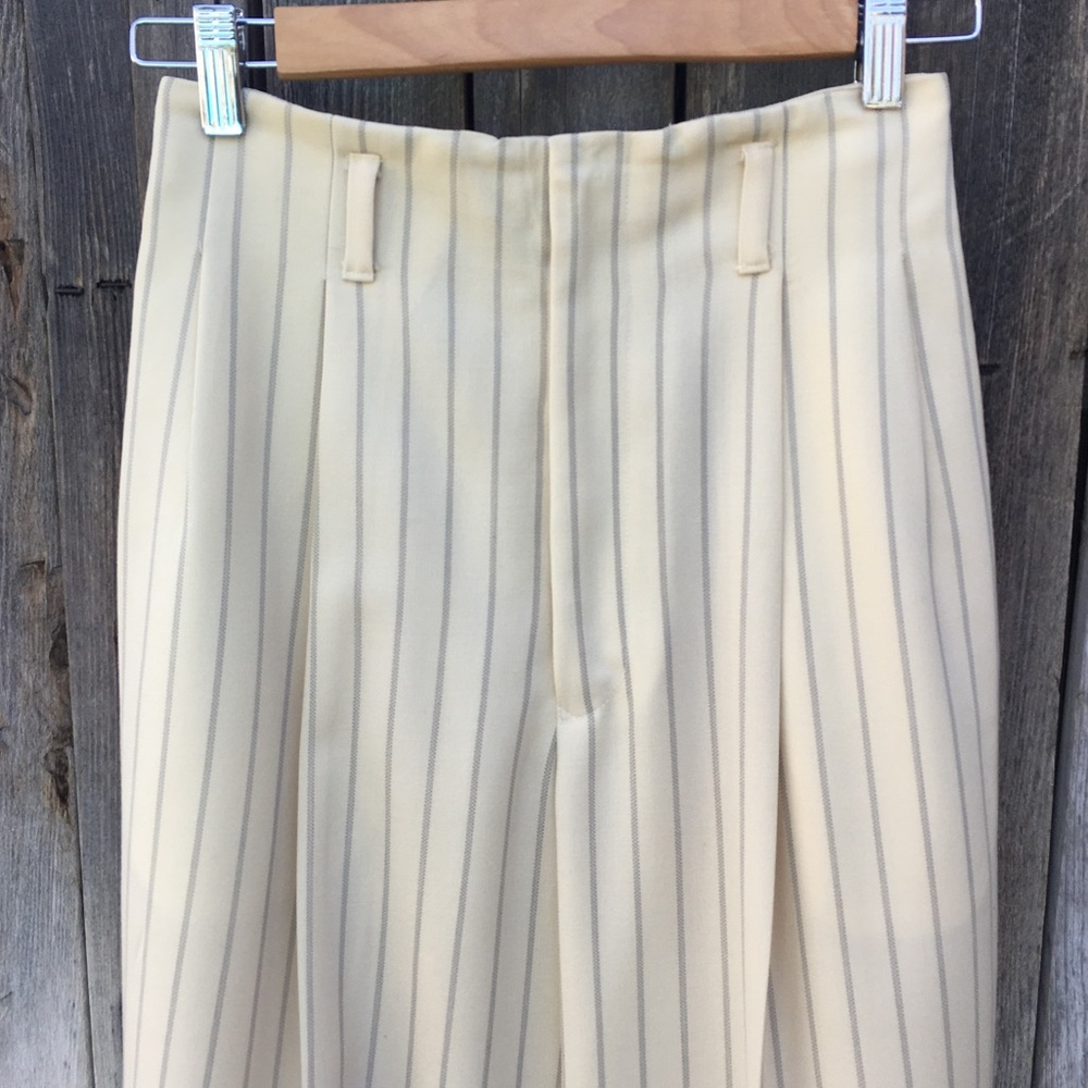 Ralph Lauren Blue Label Vintage Y2K High Rise Striped Wide Leg Pants Cream Blue - Picture 2 of 16